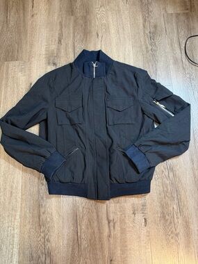 The Limited Black Bomber Jacket with Navy Trim